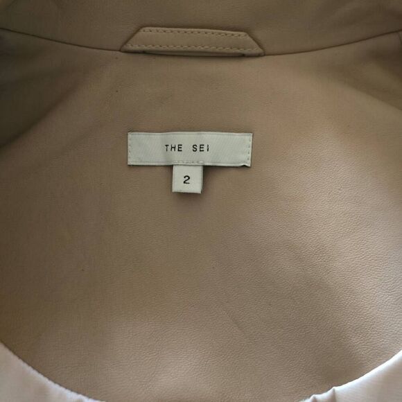 THE SEI Cropped Beige Leather Dinner Jacket, NWOT, Sz.2 - Picture 8 of 9